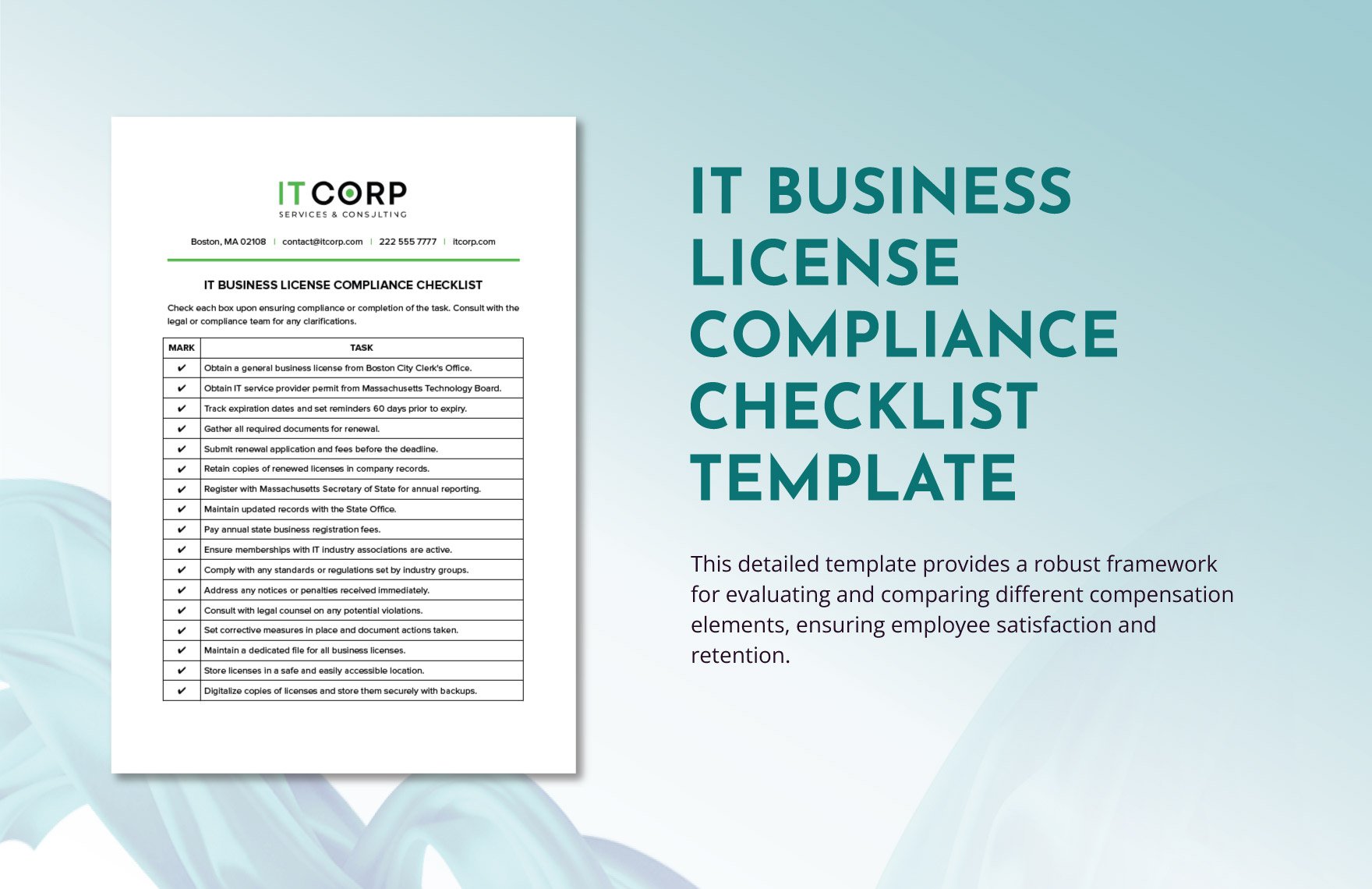 IT Business License Compliance Checklist Template