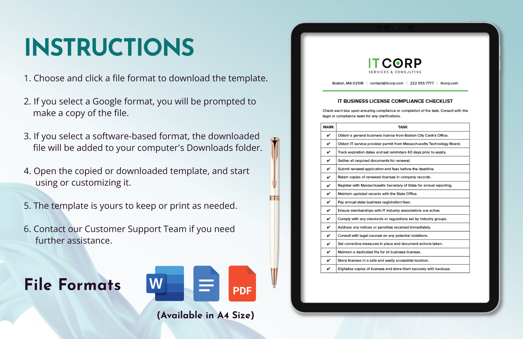 IT Business License Compliance Checklist Template