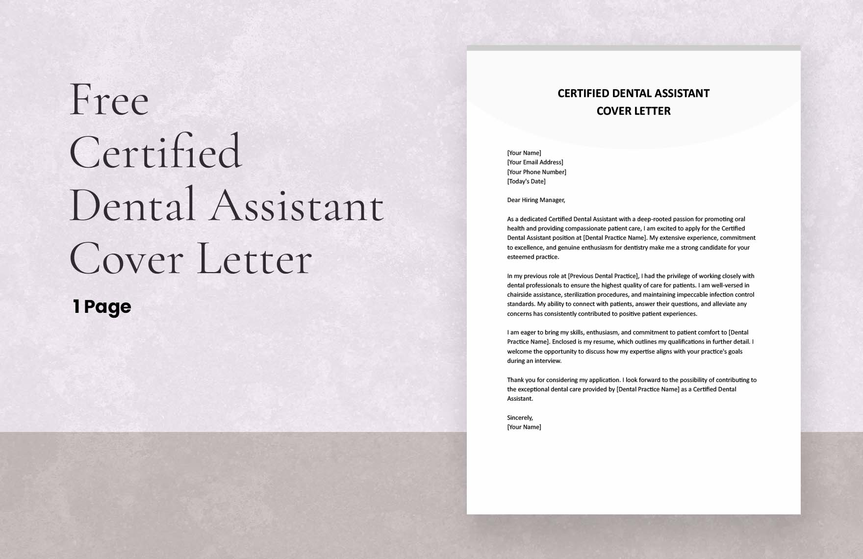 Certified Dental Assistant Cover Letter