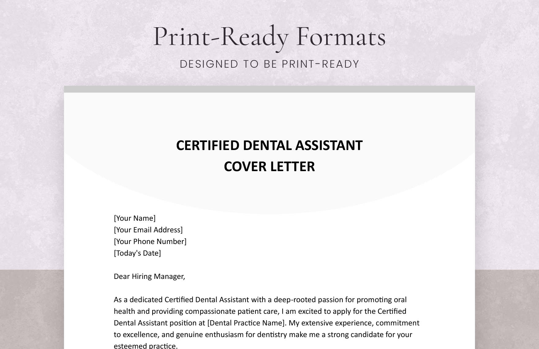 Certified Dental Assistant Cover Letter