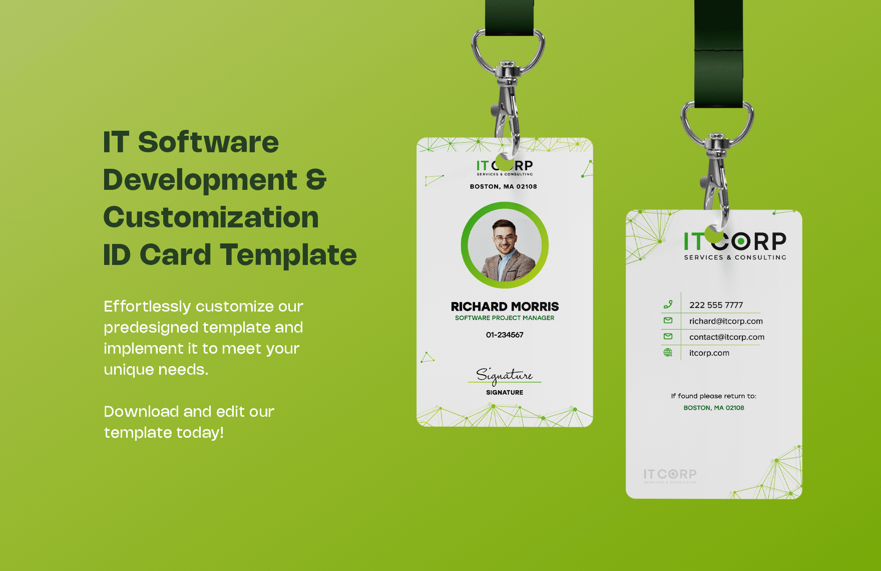 IT Software Development & Customization ID Card Template