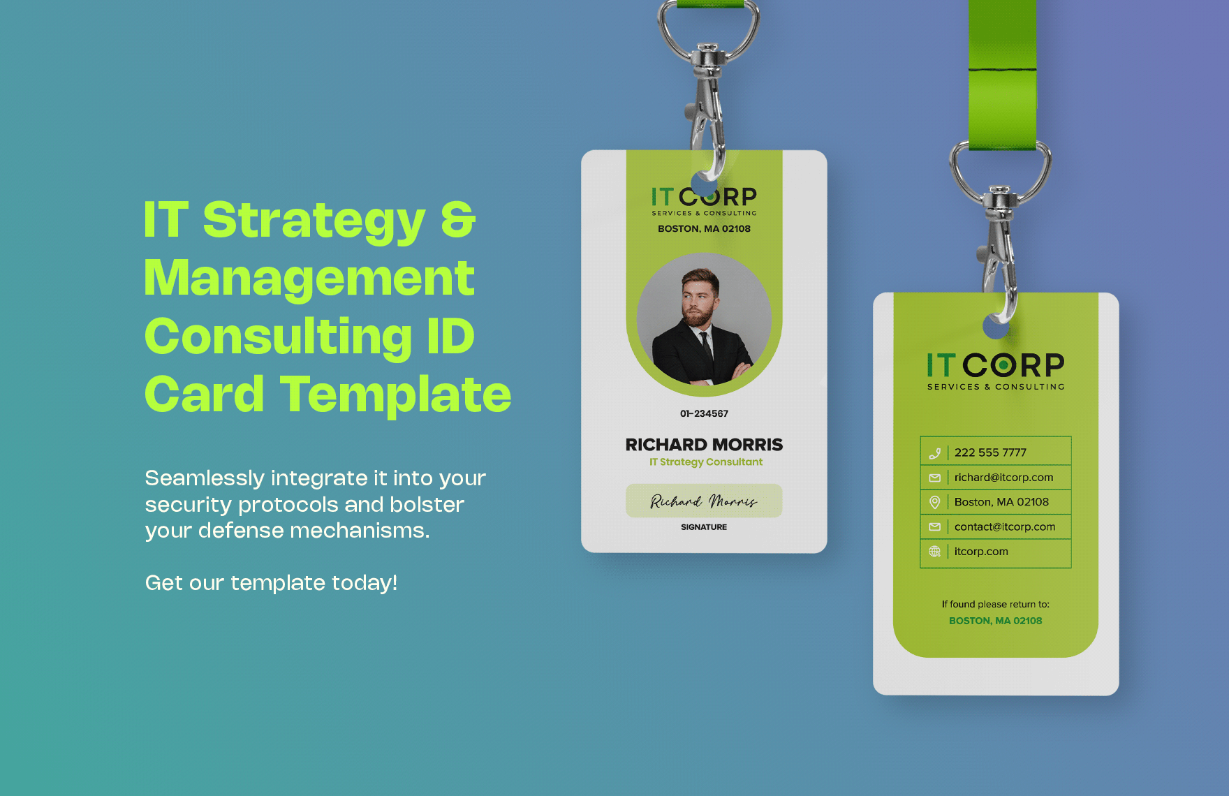 IT Strategy & Management Consulting ID Card Template