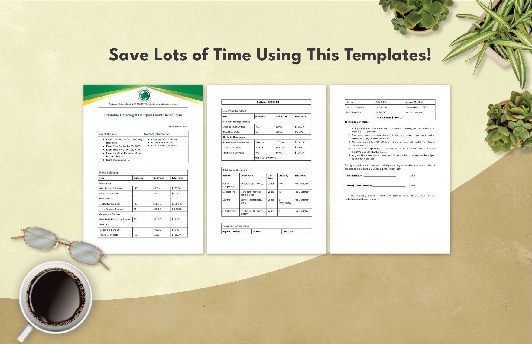 Printable Catering & Banquet Event Order Form Template