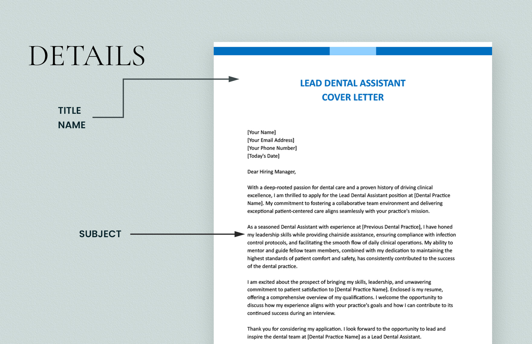 Lead Dental Assistant Cover Letter