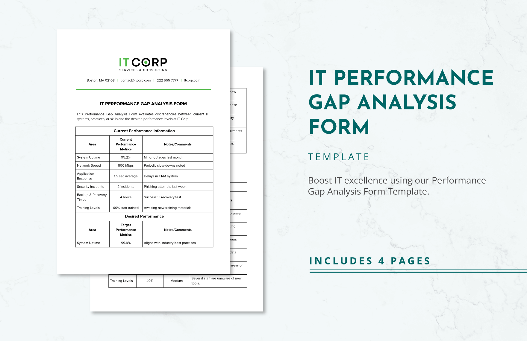 IT Performance Gap Analysis Form Template in Word, Google Docs, PDF