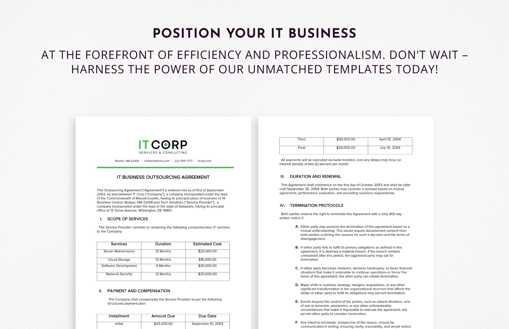 IT Business Outsourcing Agreement Template