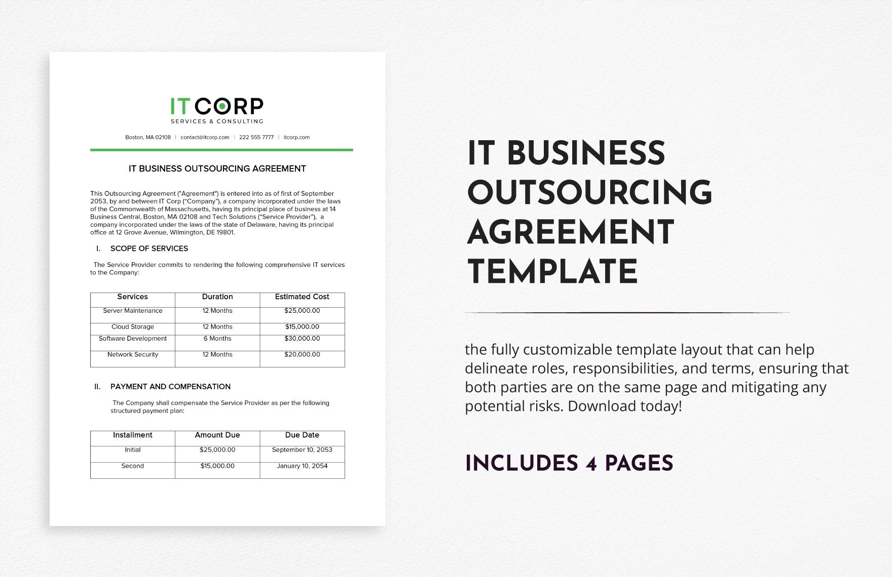 IT Business Outsourcing Agreement Template