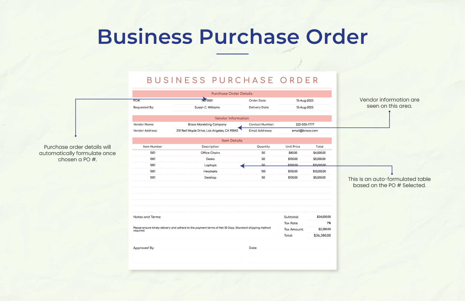 Business Purchase Order Template