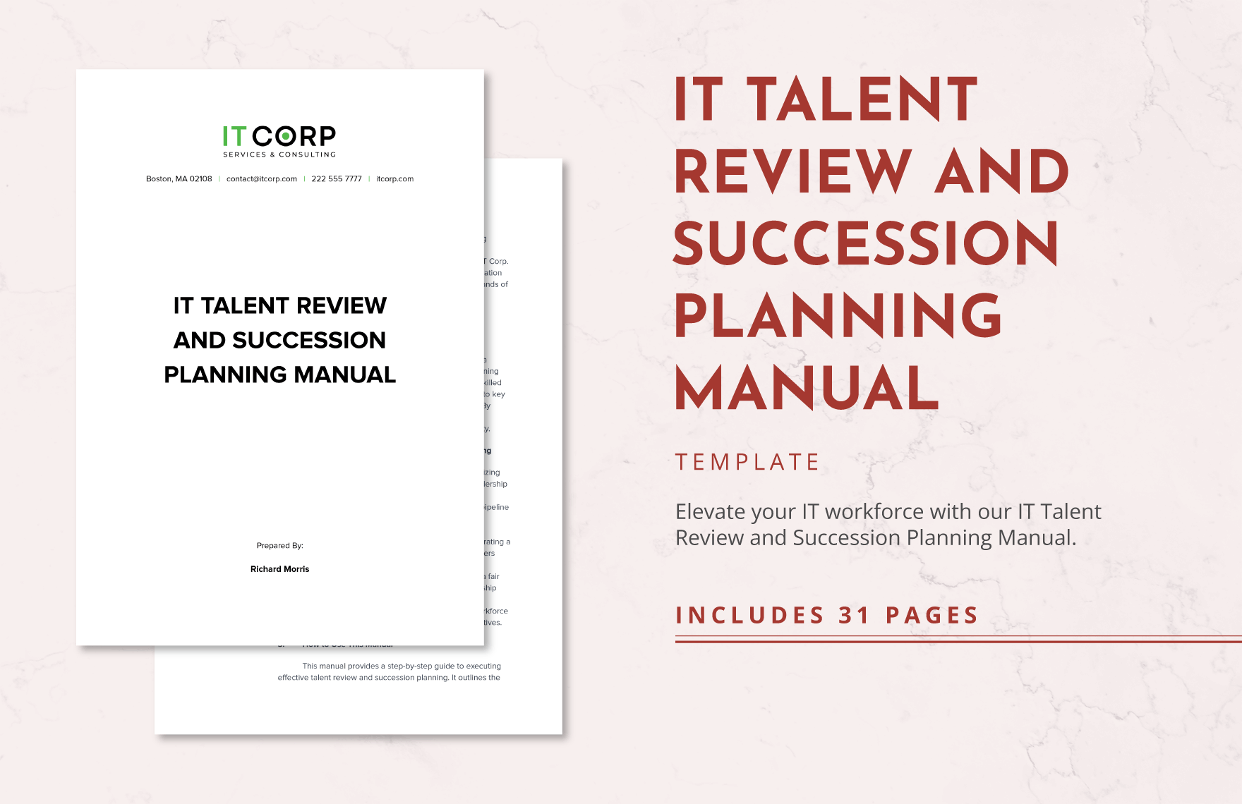 IT Talent Review and Succession Planning Manual Template
