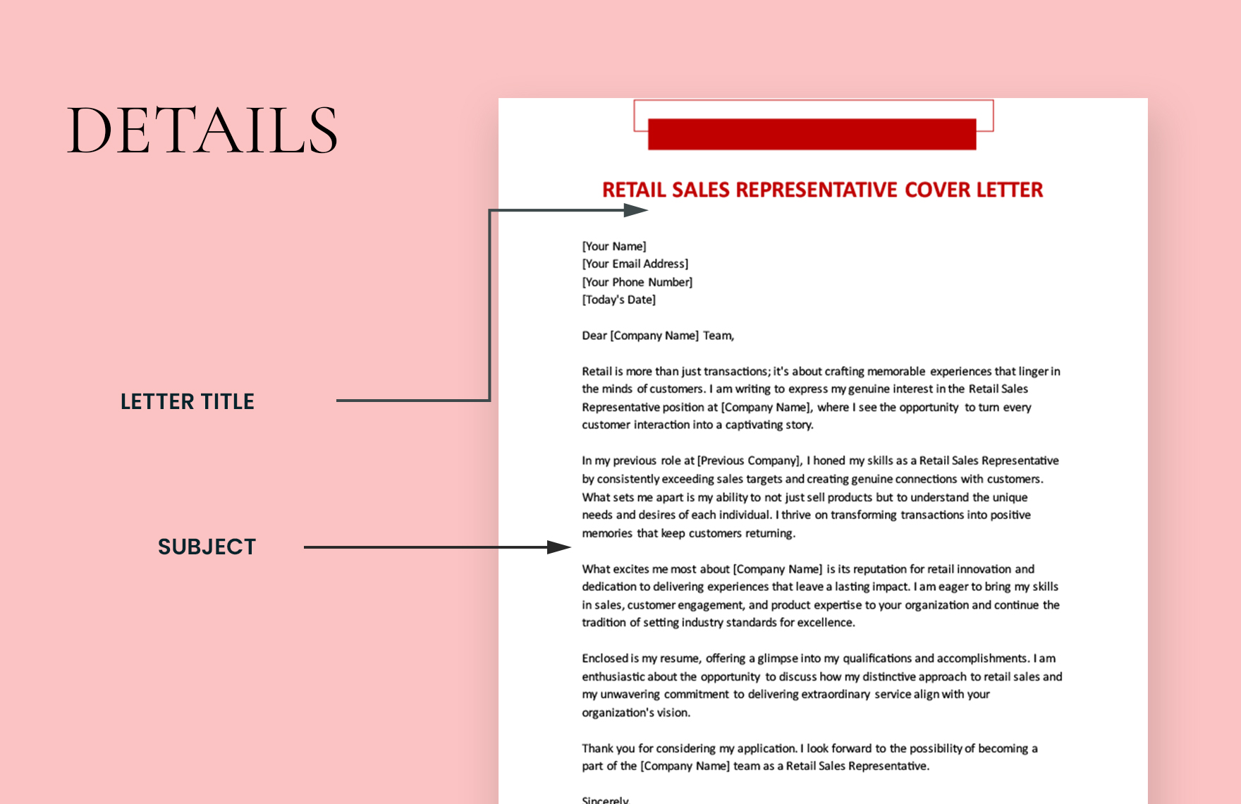 Retail Sales Representative Cover Letter