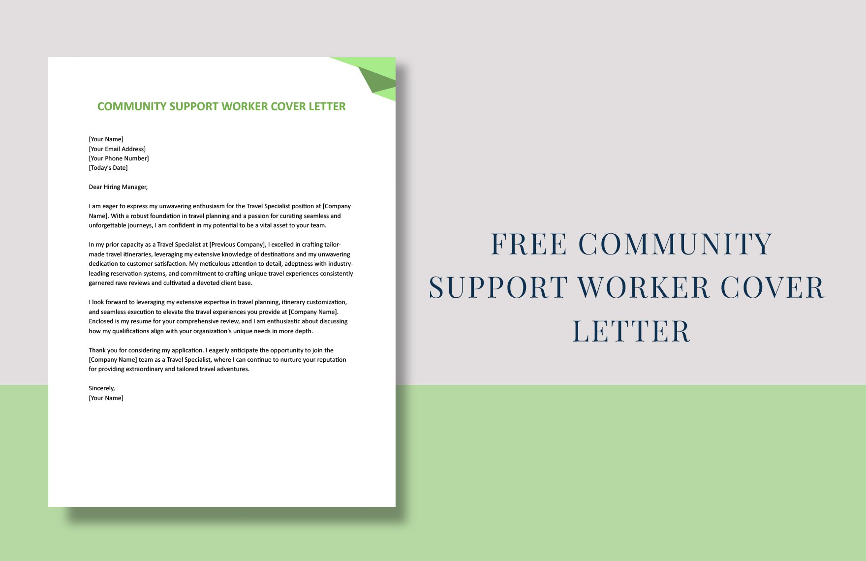 Community Support Worker Cover Letter in Word, Google Docs