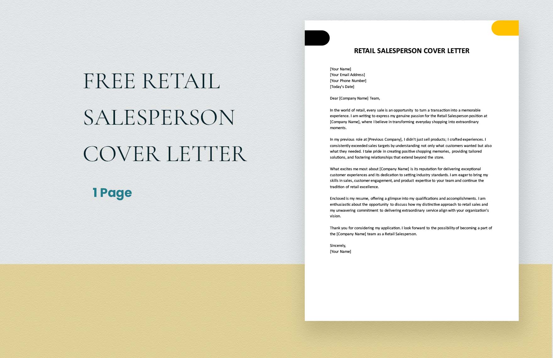 Retail Salesperson Cover Letter in Word, Google Docs, PDF