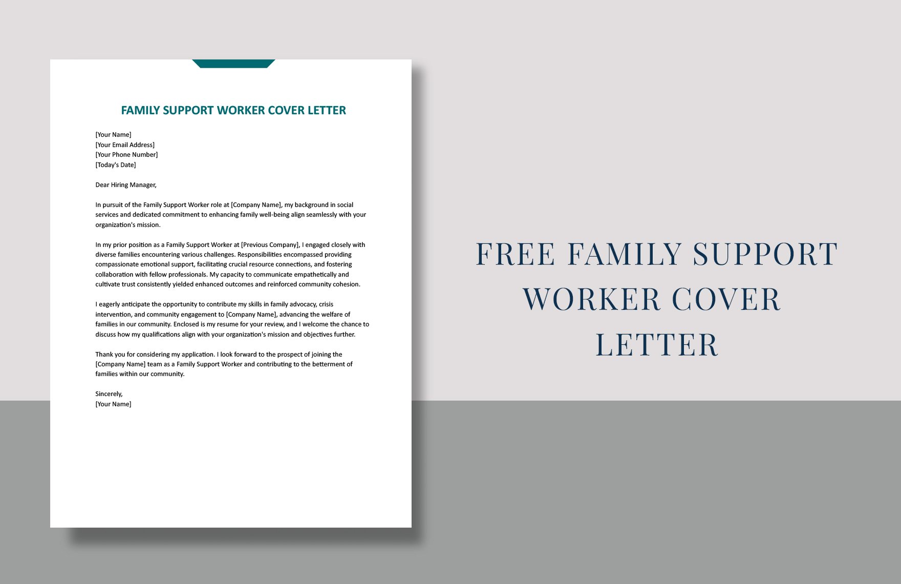 Family Support Worker Cover Letter in Word, Google Docs