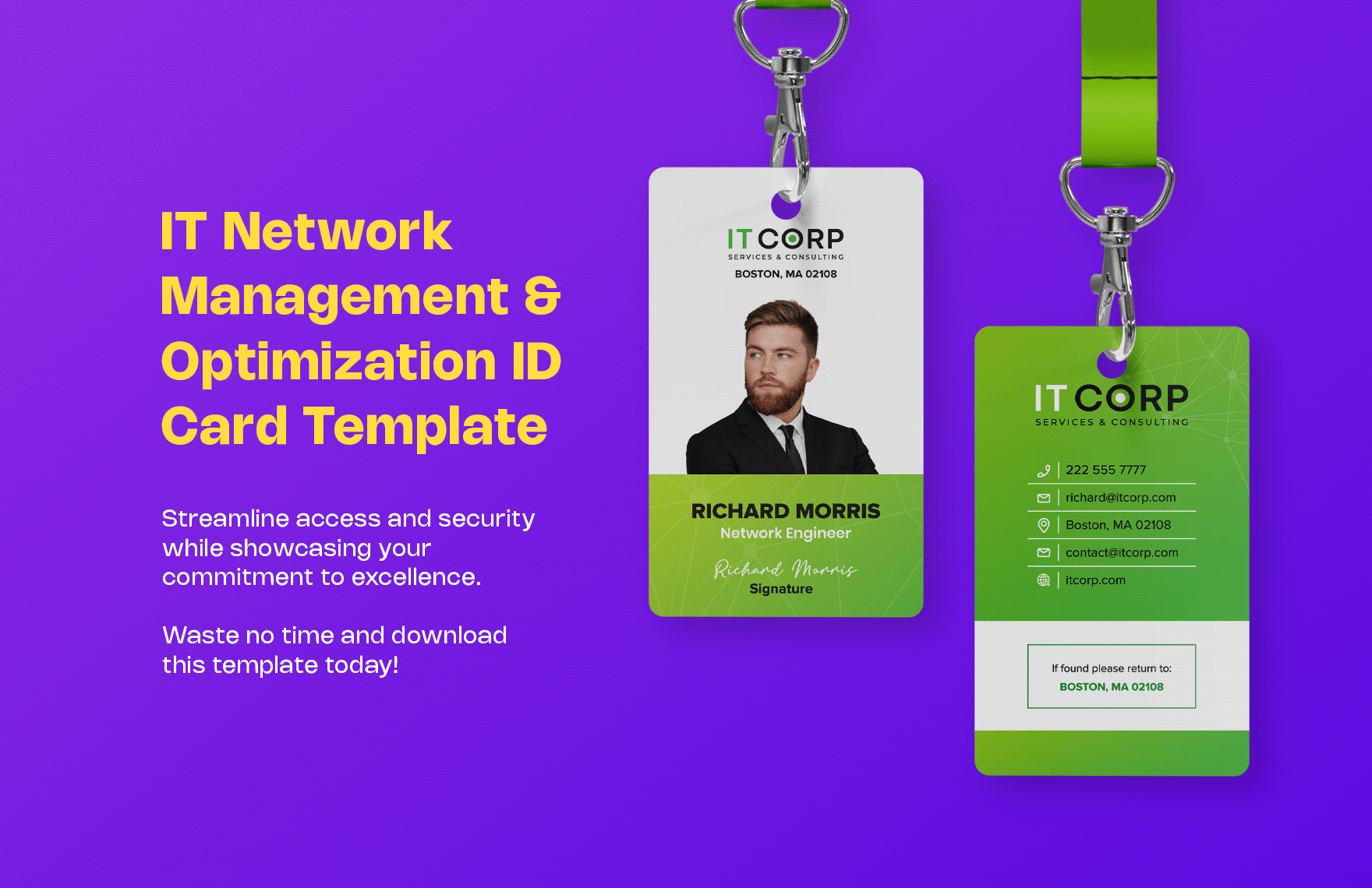 IT Network Management & Optimization ID Card Template in PSD, Word, Illustrator - Download | Template.net