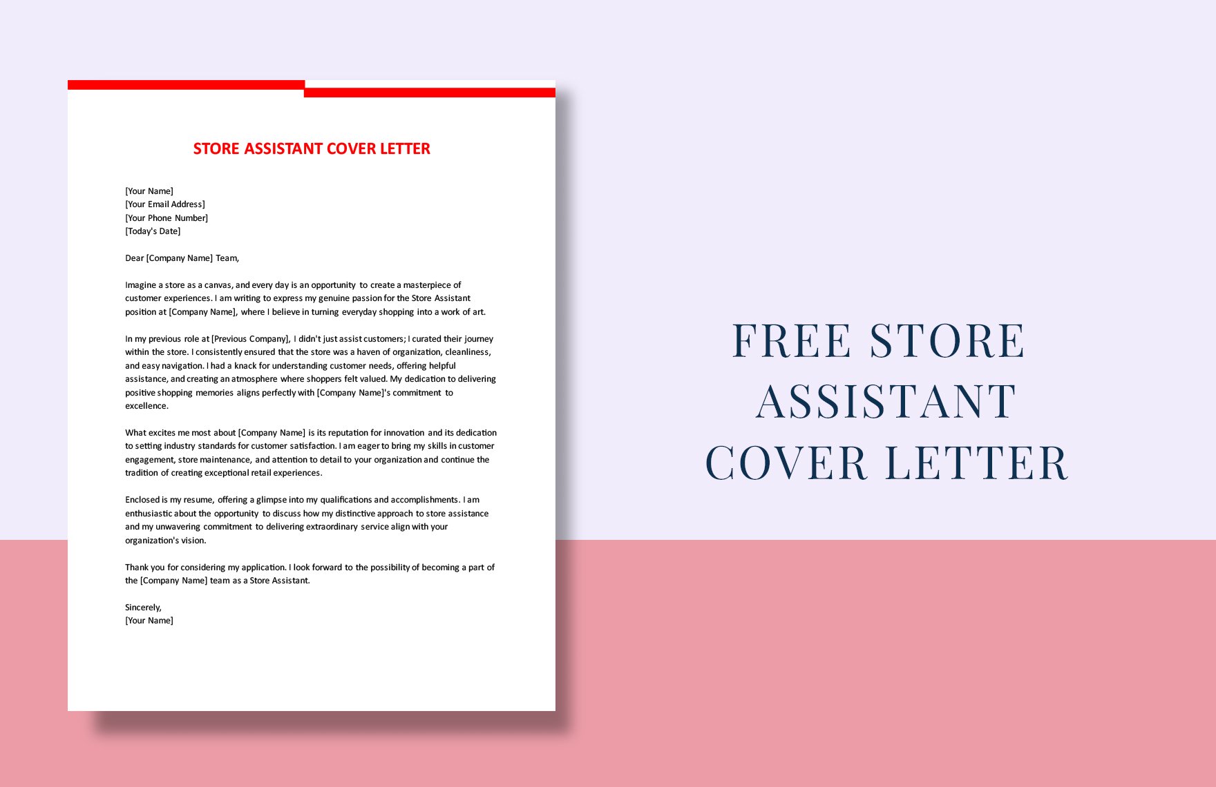 Store Assistant Cover Letter