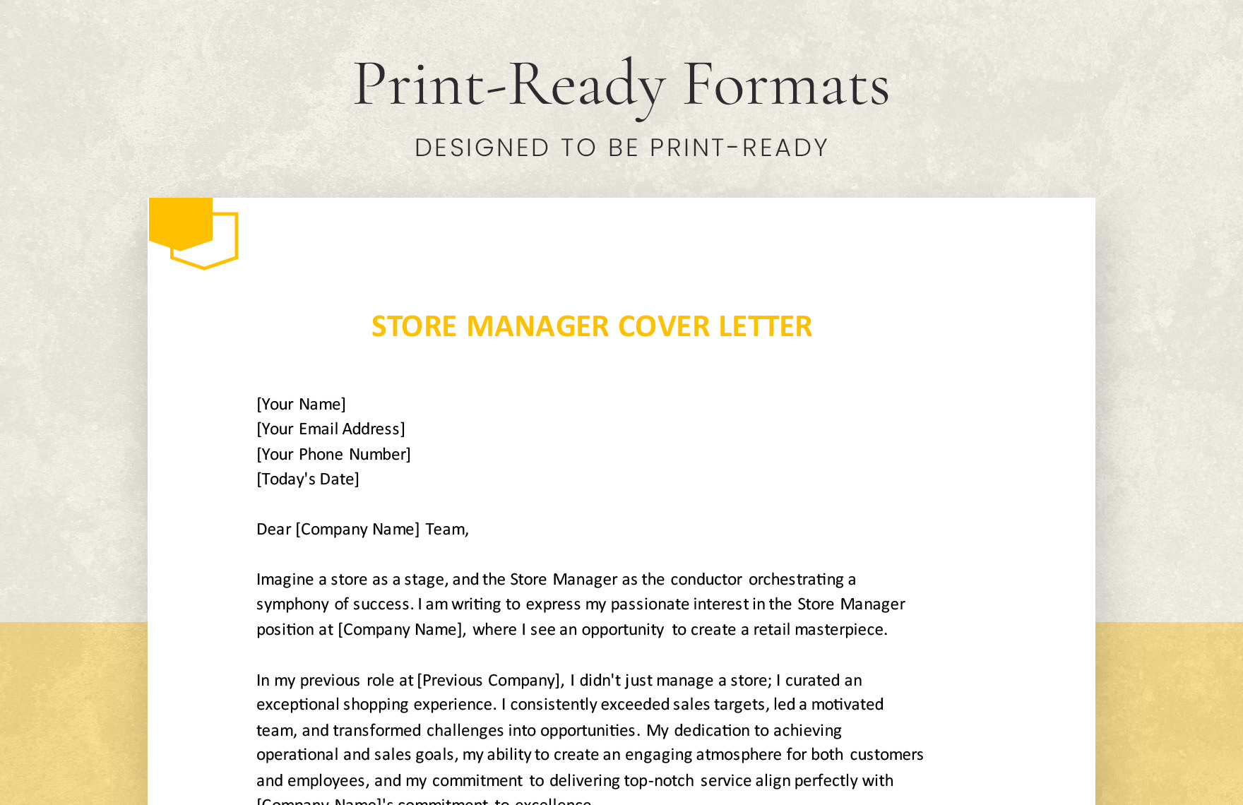 Store Manager Cover Letter