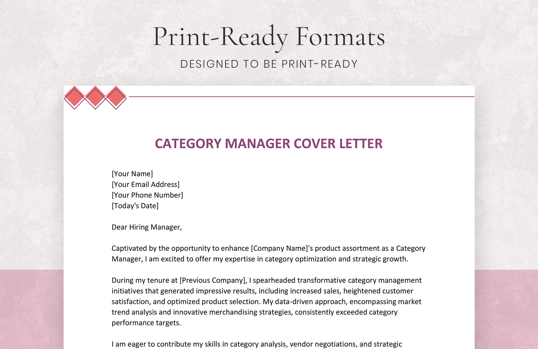 Category Manager Cover Letter