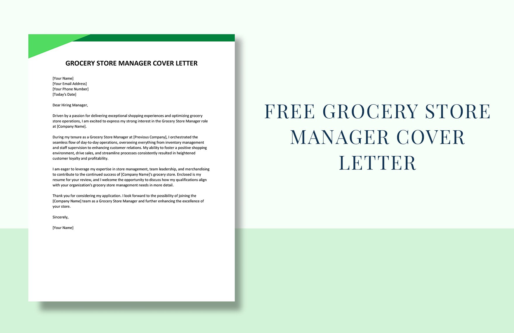Grocery Store Manager Cover Letter