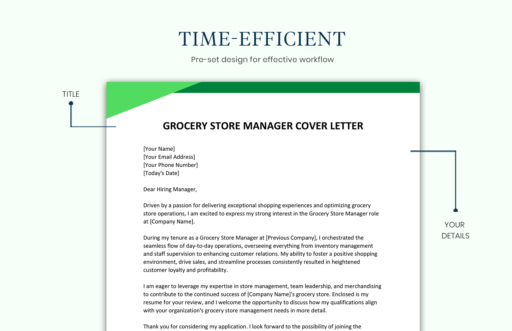 Grocery Store Manager Cover Letter