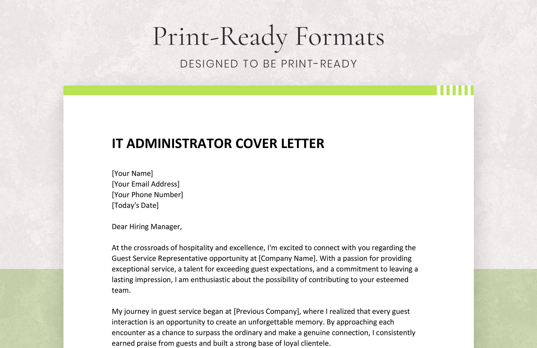 IT Administrator Cover Letter