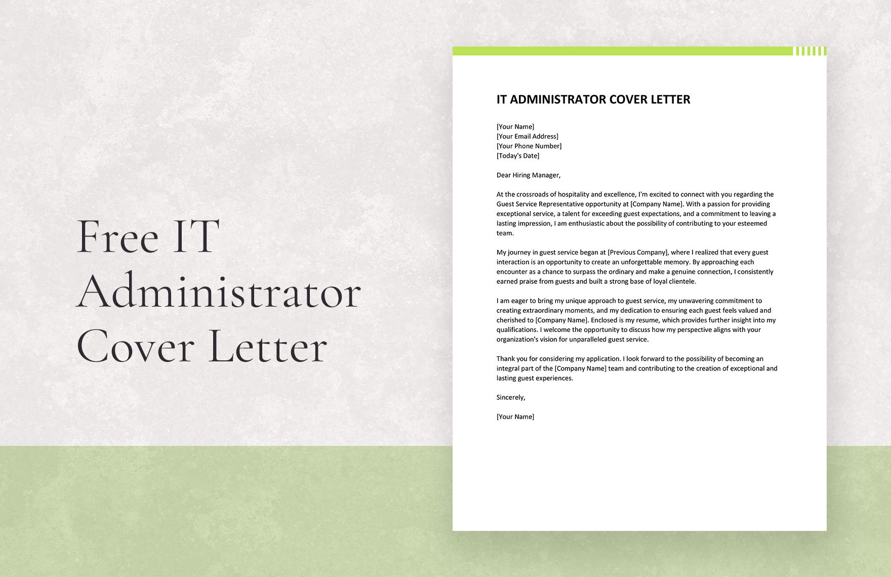 IT Administrator Cover Letter