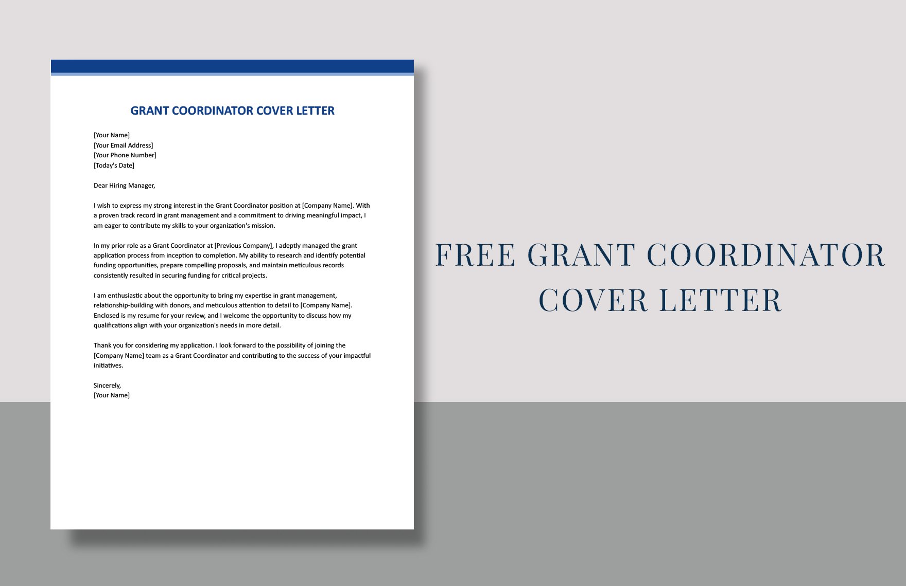Grant Coordinator Cover Letter in Word, Google Docs
