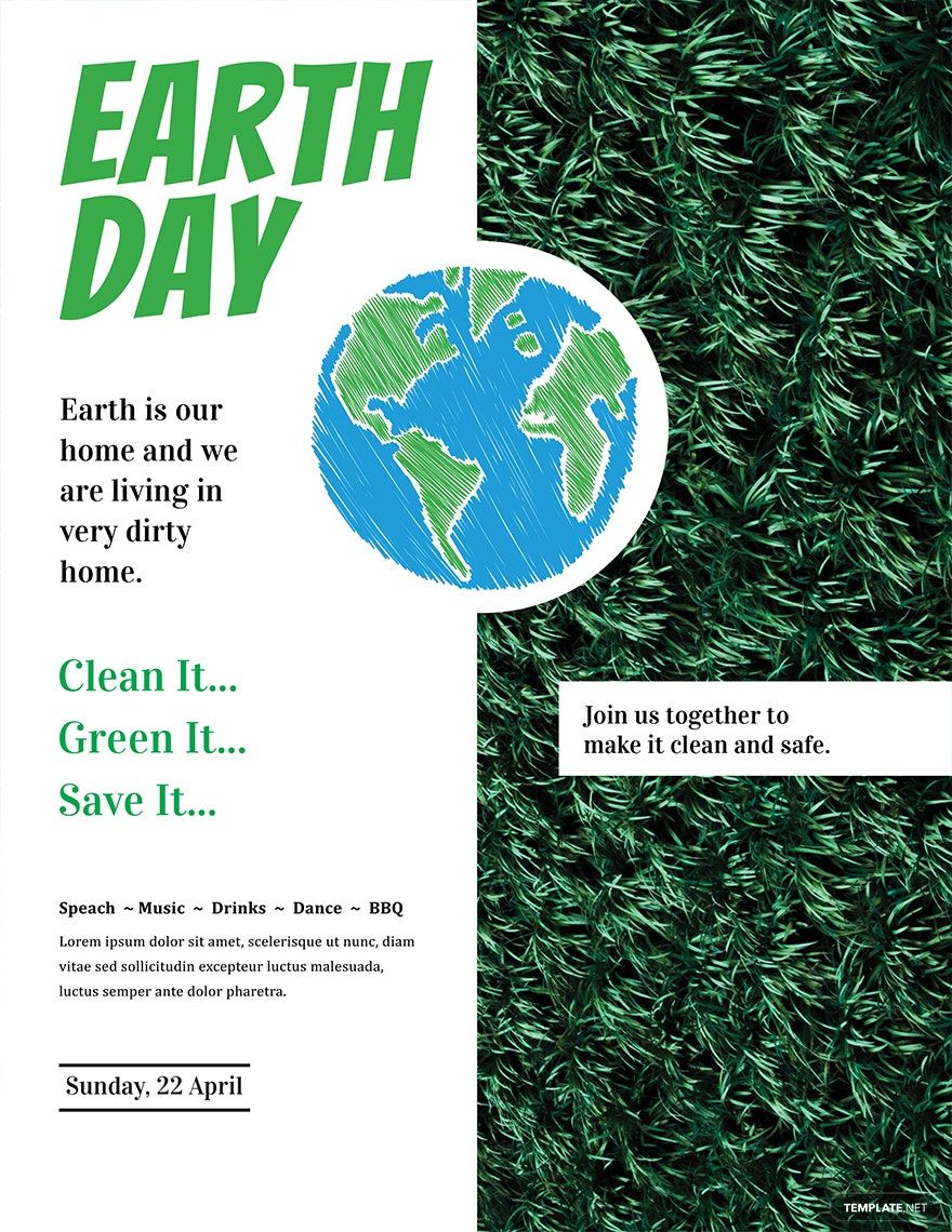 Earth Day Flyer Template in Word, Google Docs, PSD, Apple Pages, Publisher