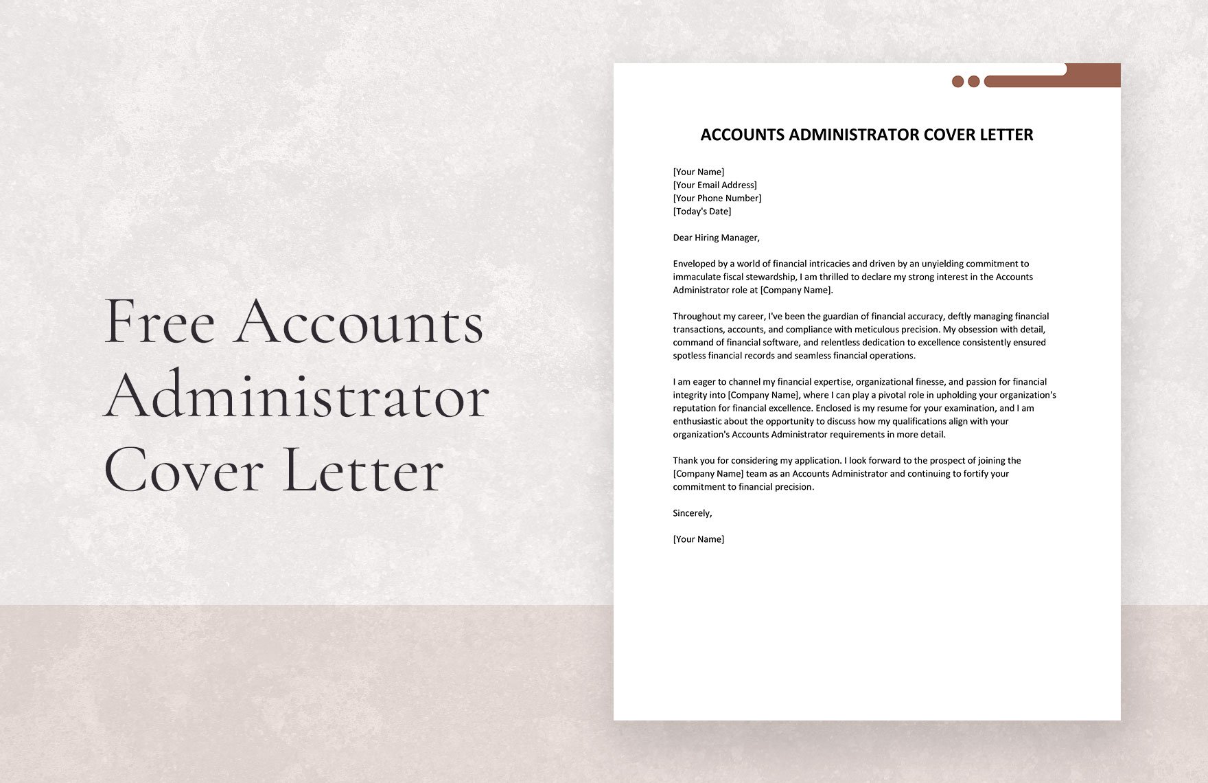 Accounts Administrator Cover Letter