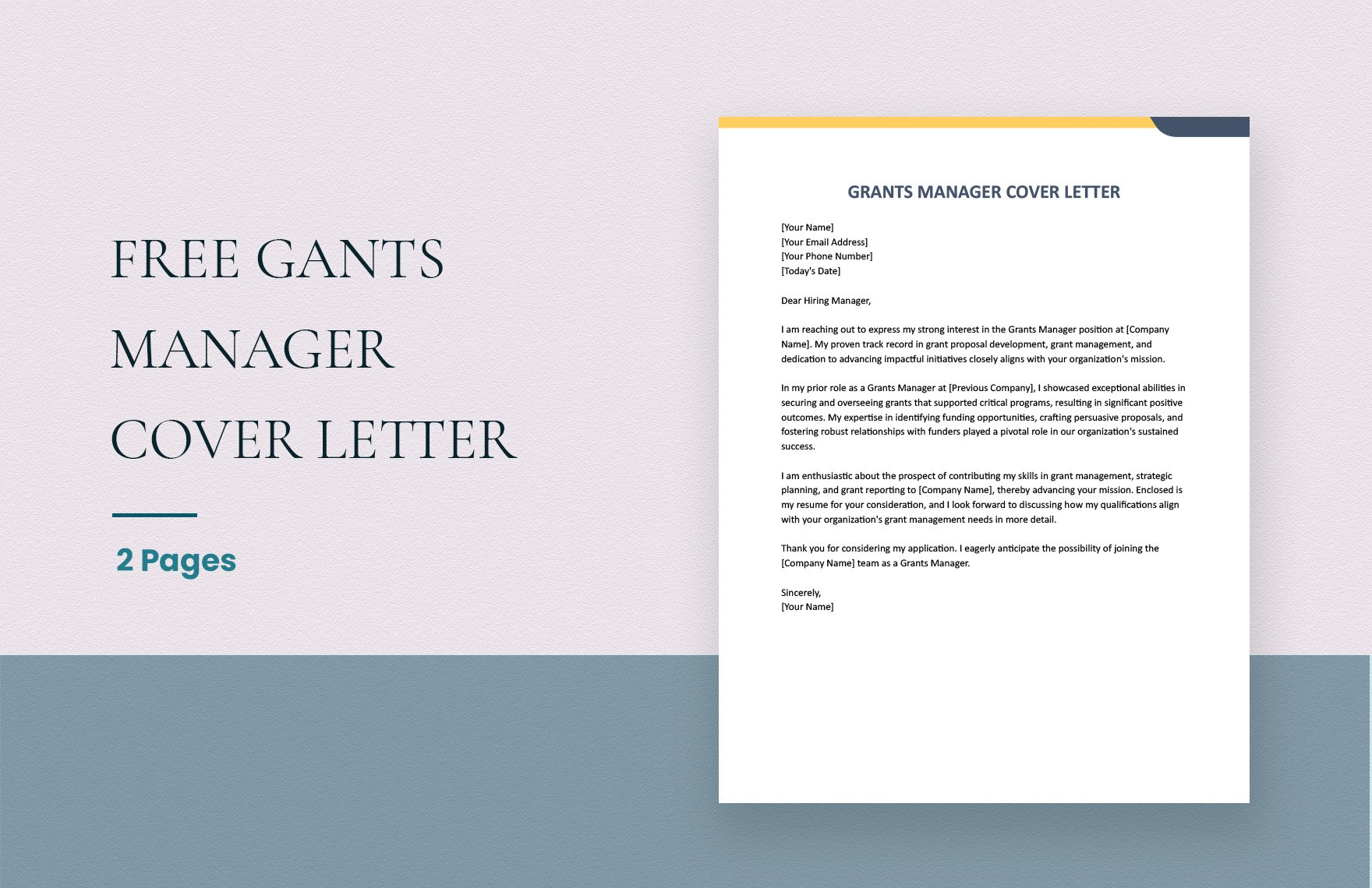 Grants Manager Cover Letter