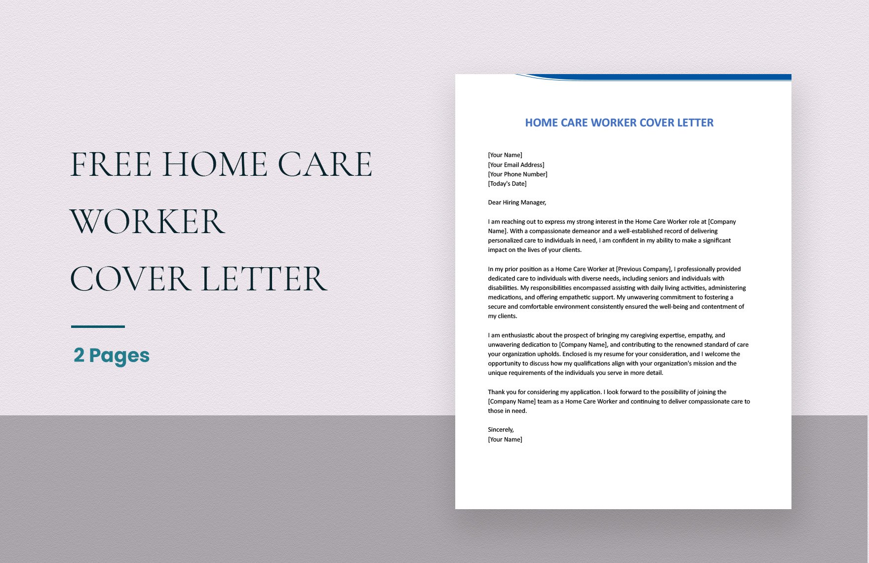 Home Care Worker Cover Letter in Word, Google Docs