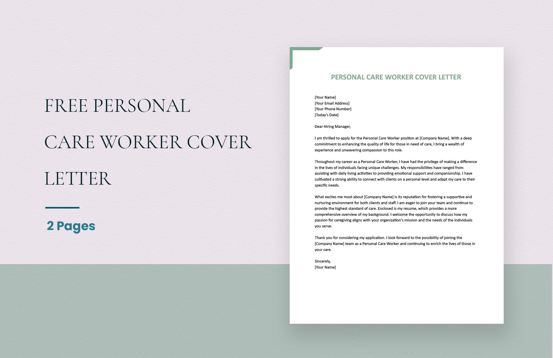 Personal Care Worker Cover Letter