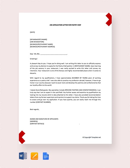 application letter example for bakery