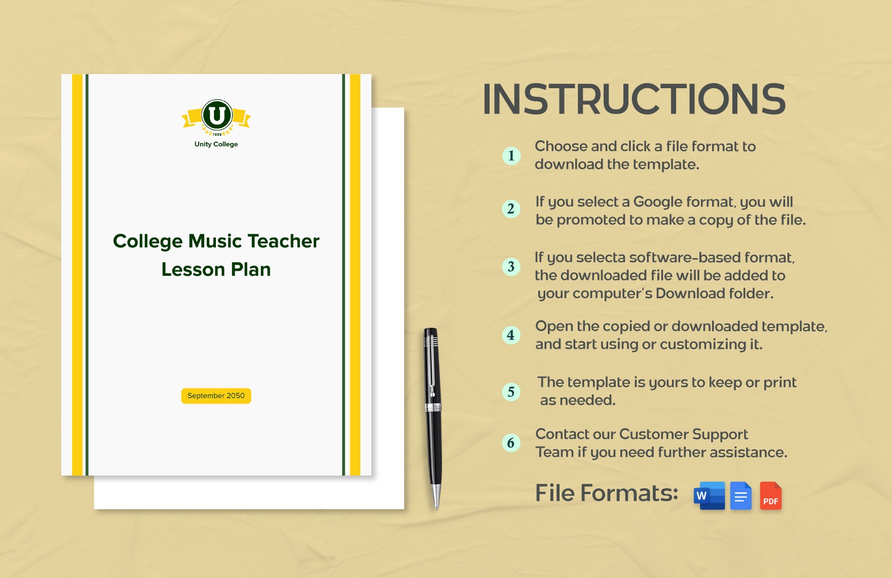 College Music Teacher Lesson Plan Template