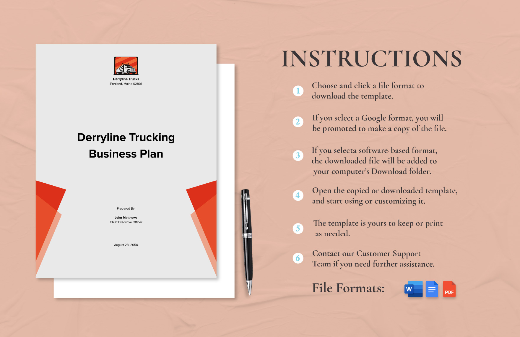 Sample Trucking Business Plan Template