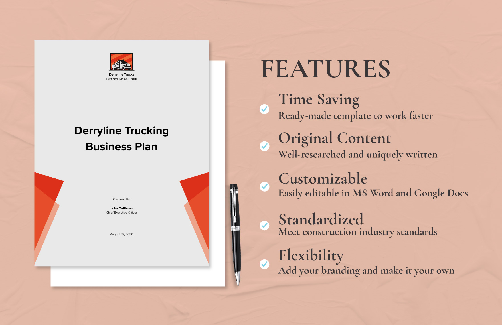 Sample Trucking Business Plan Template