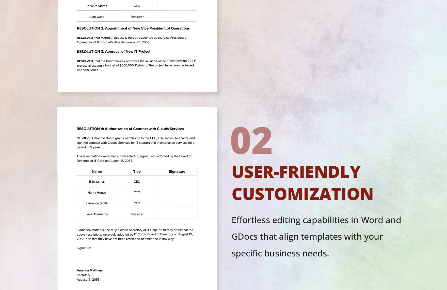 IT Corporate Resolution Form Template