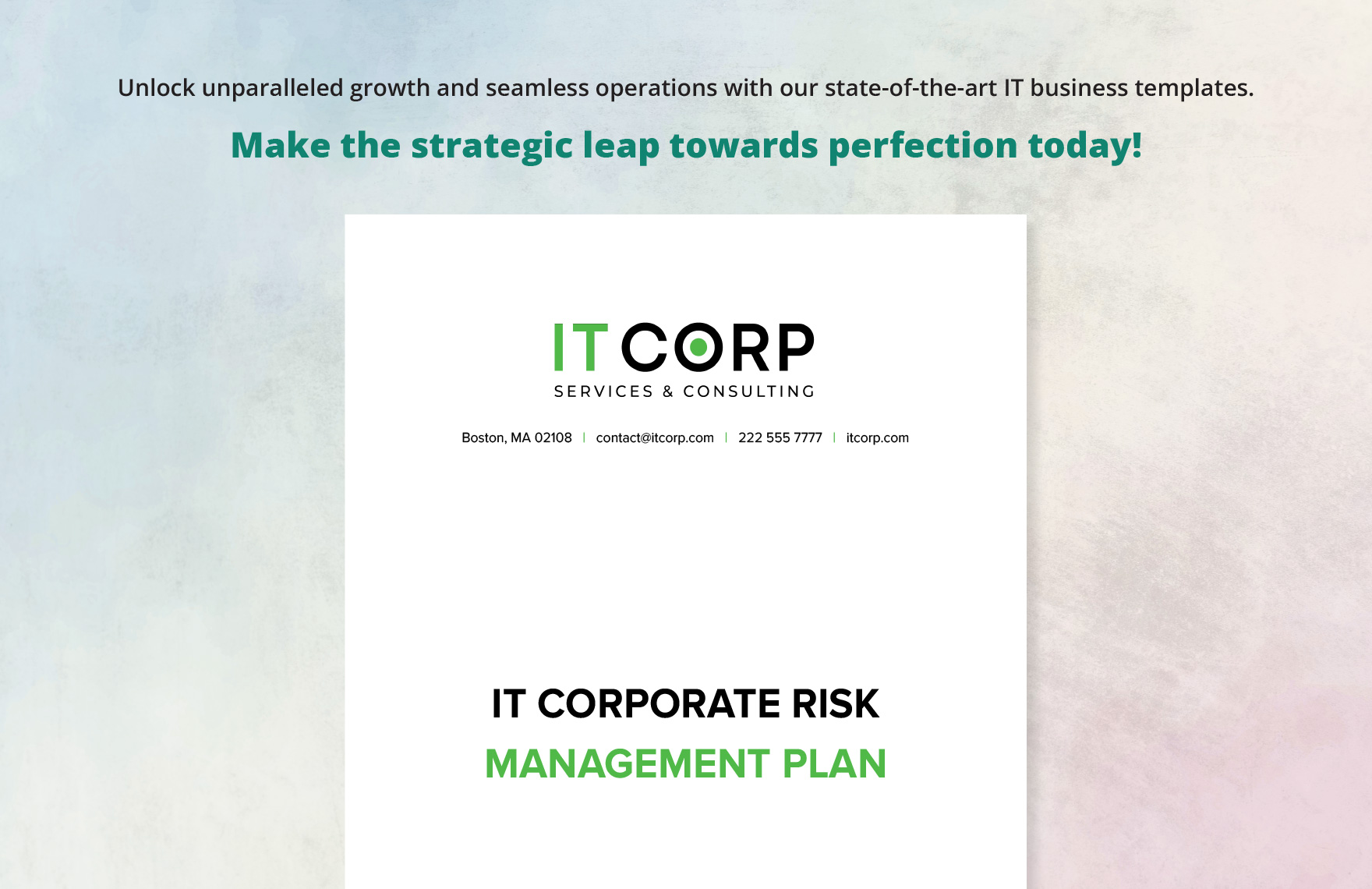 IT Corporate Risk Management Plan Template