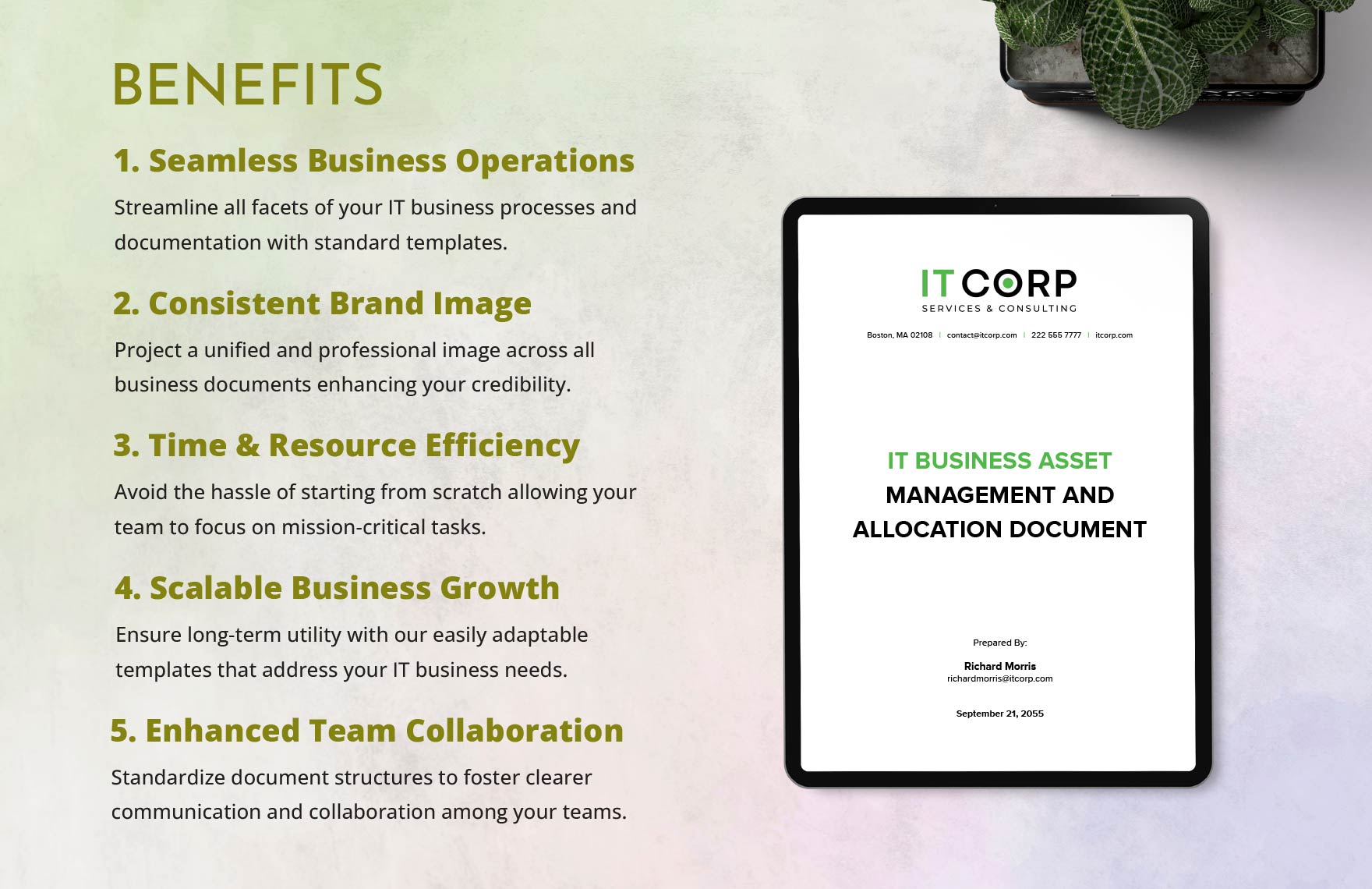 IT Business Asset Management and Allocation Document Template