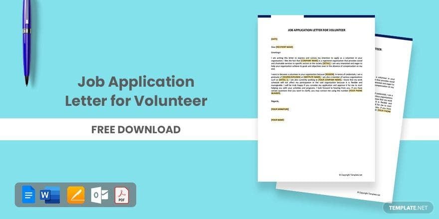 Free Job Application Letter for Volunteer in Word, Google Docs, PDF, Apple Pages, Outlook