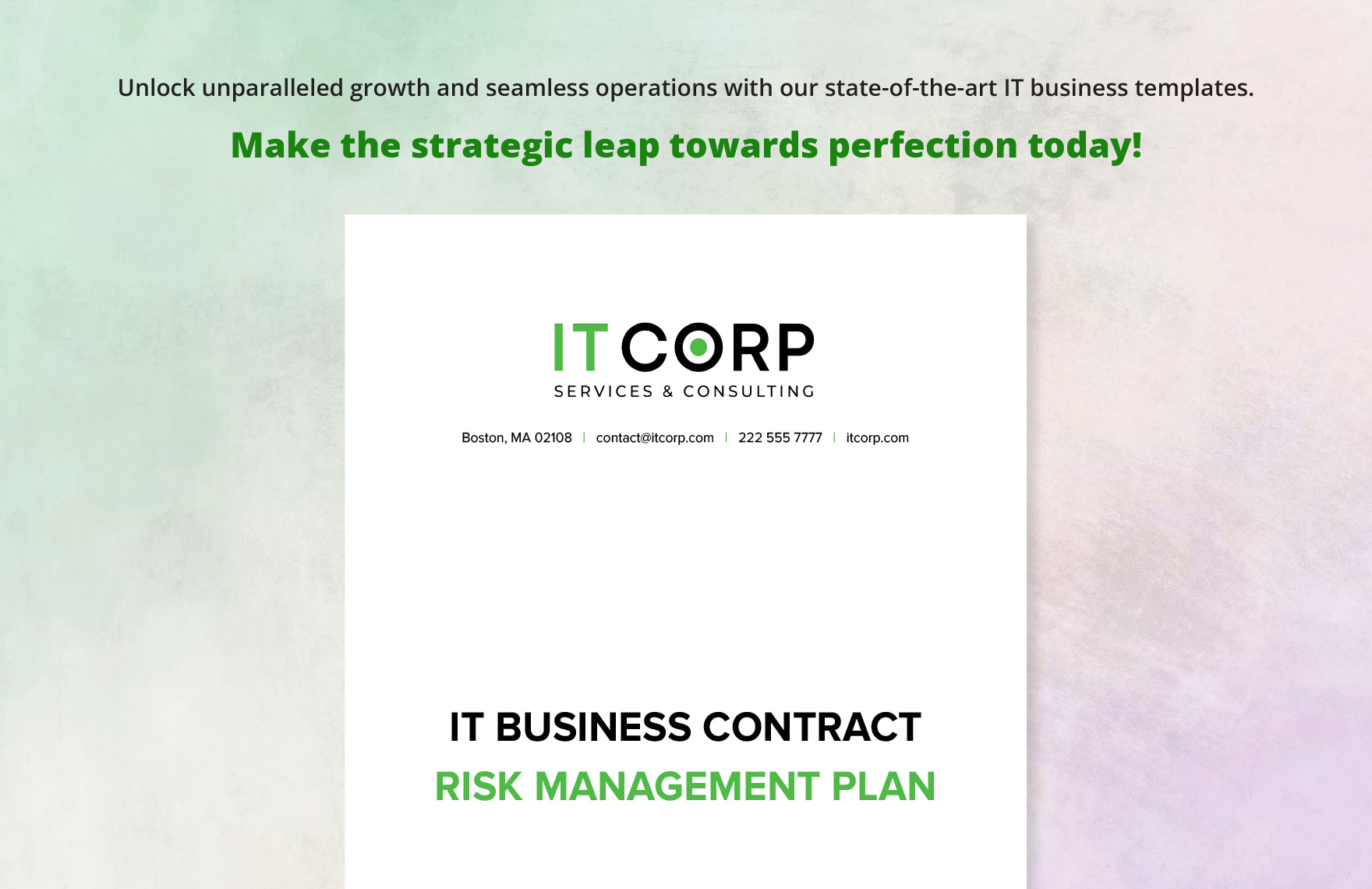IT Business Contract Risk Management Plan Template