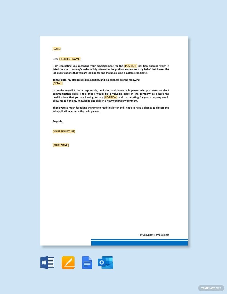 Free Job Application Letter to HR Manager Template