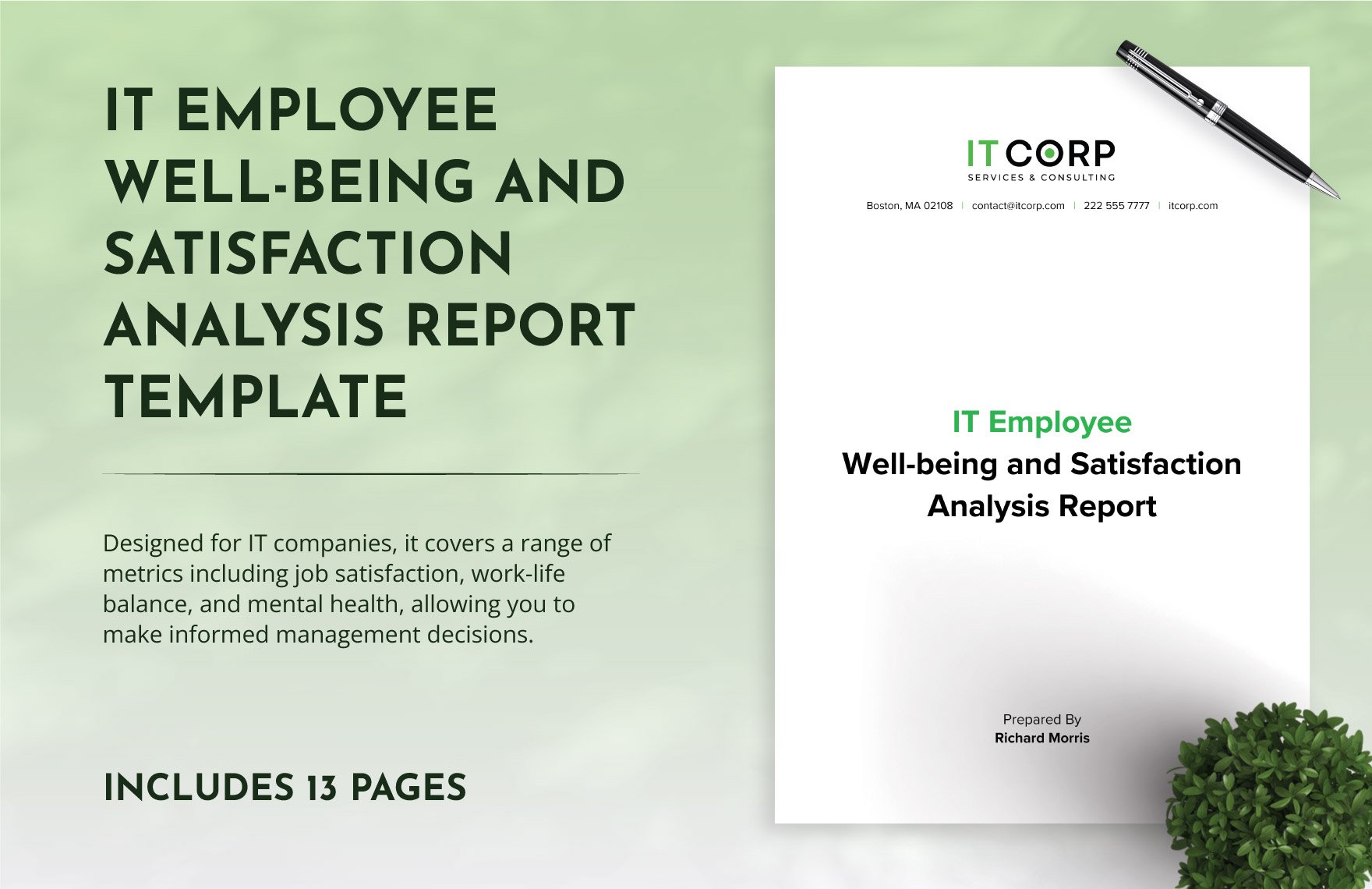 IT Employee Well-being and Satisfaction Analysis Report Template