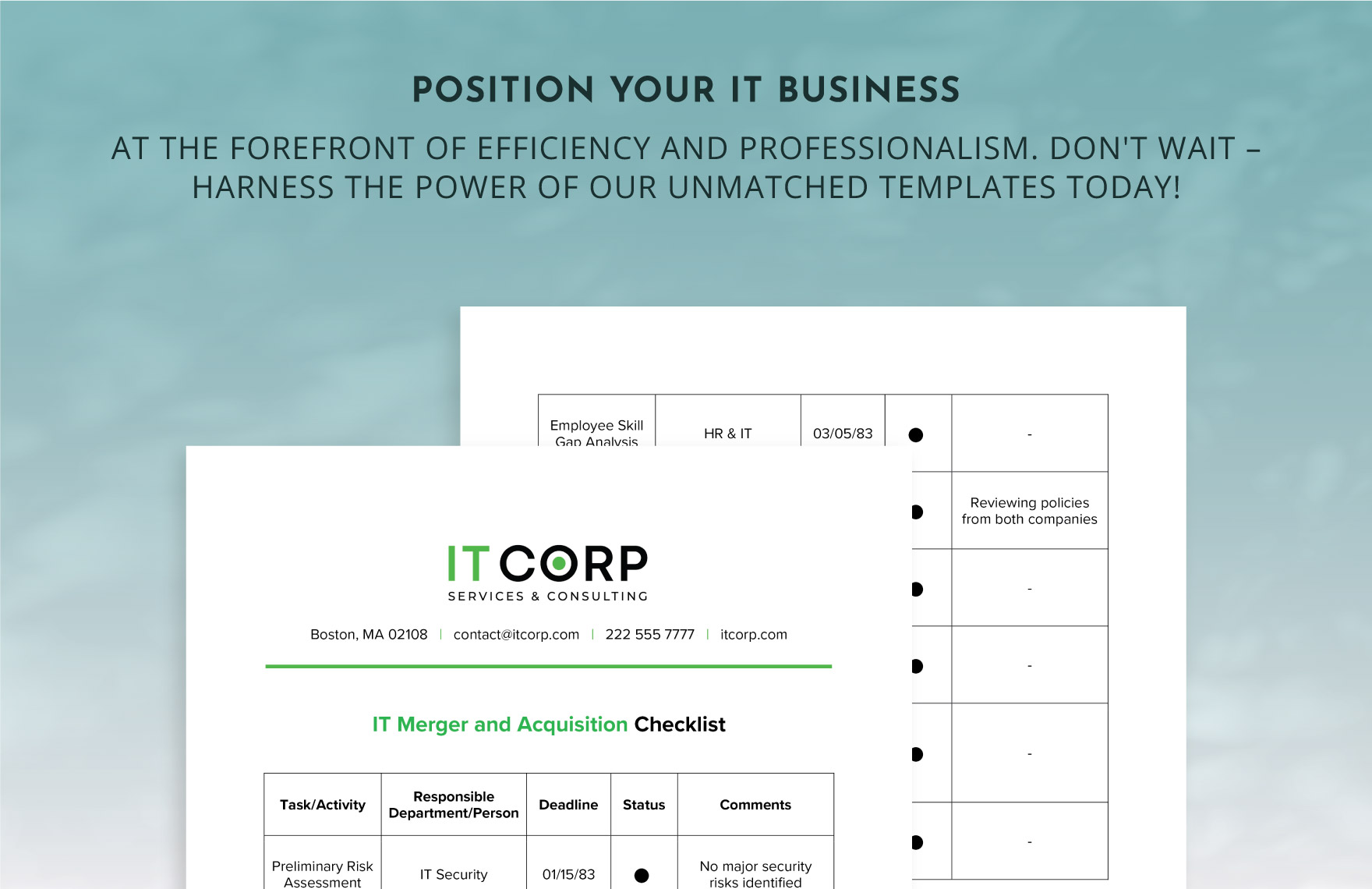 IT Merger and Acquisition Checklist Template
