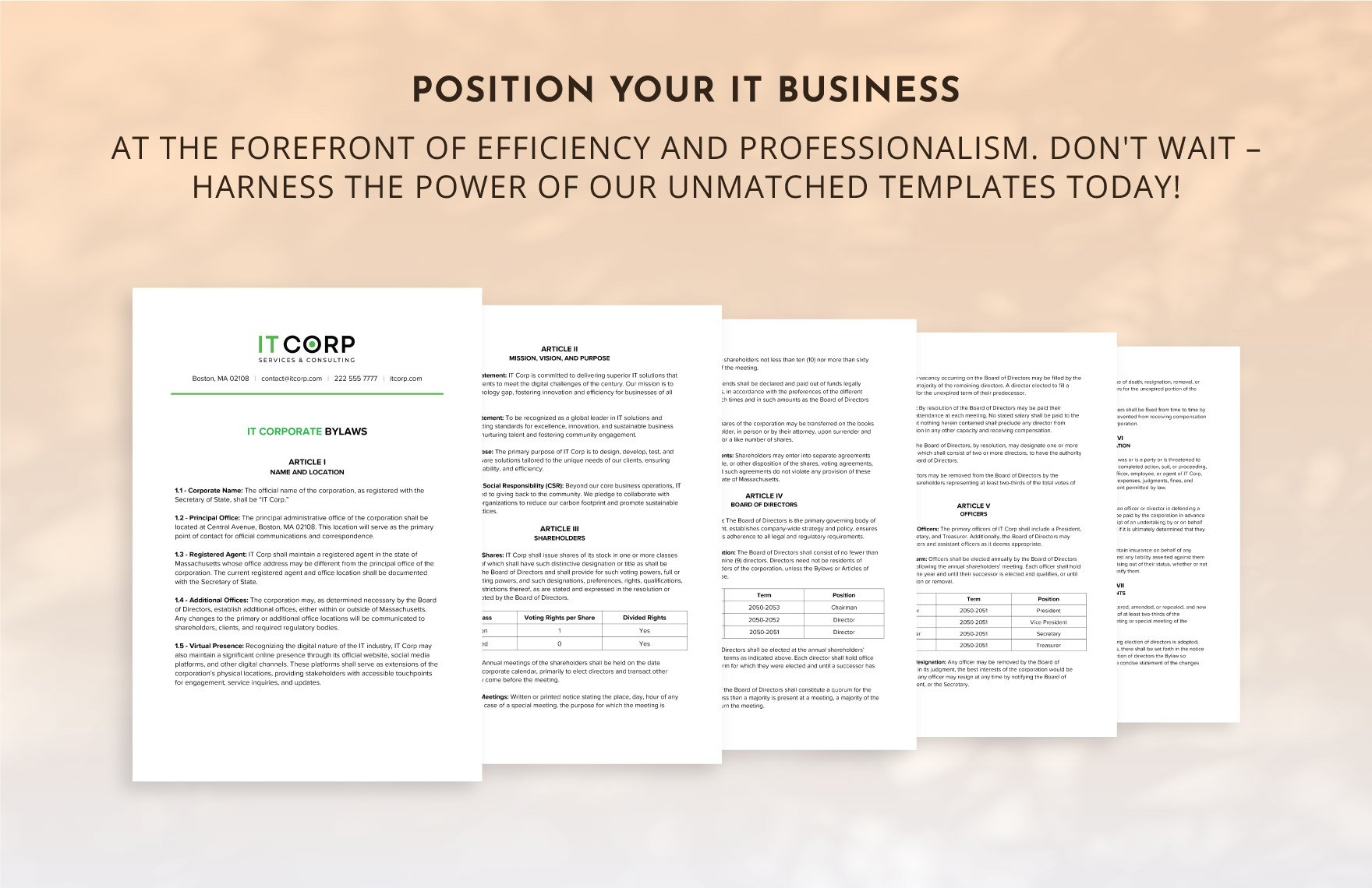 IT Corporate Bylaws Template