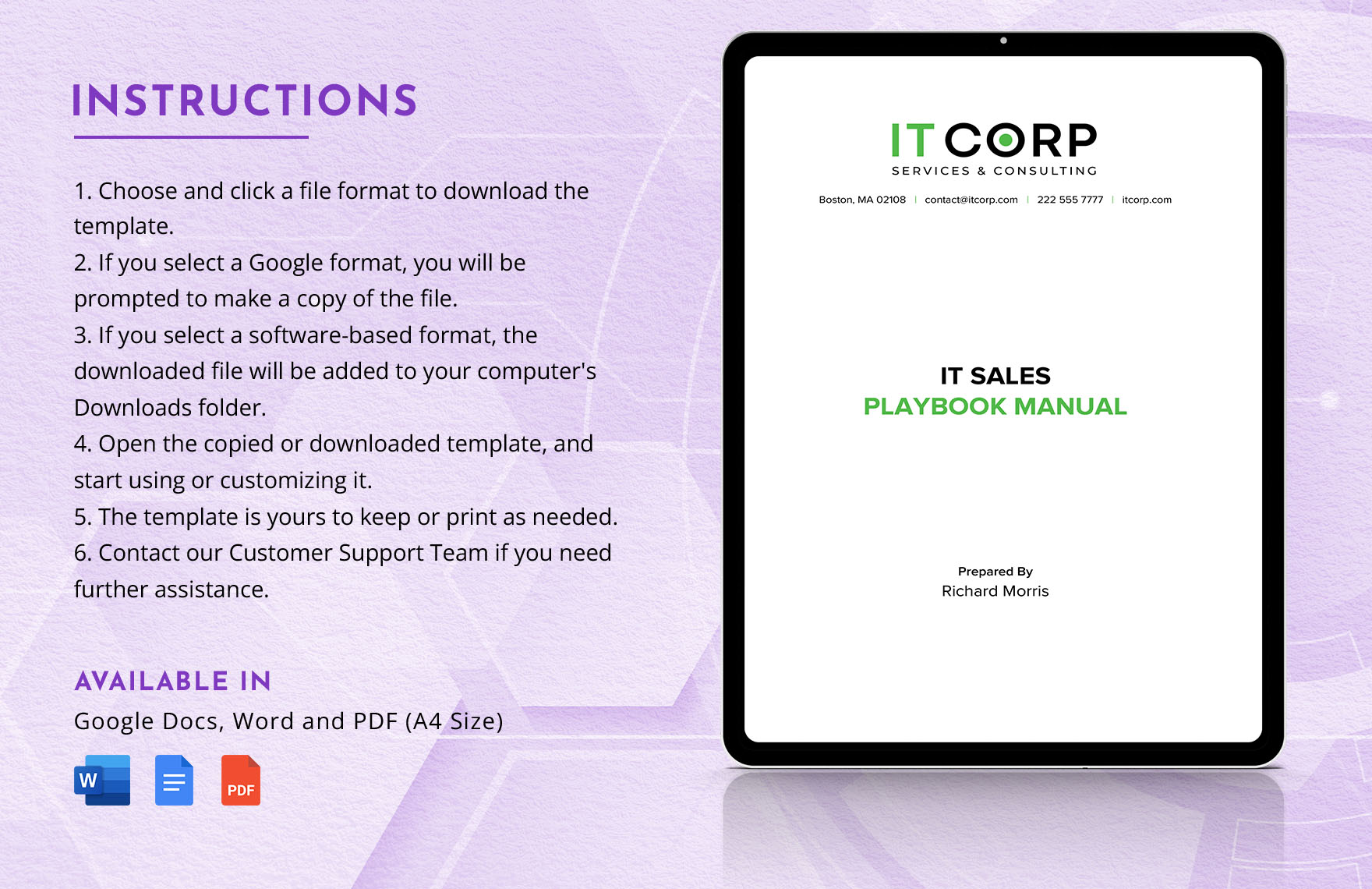 IT Sales Playbook Manual Template