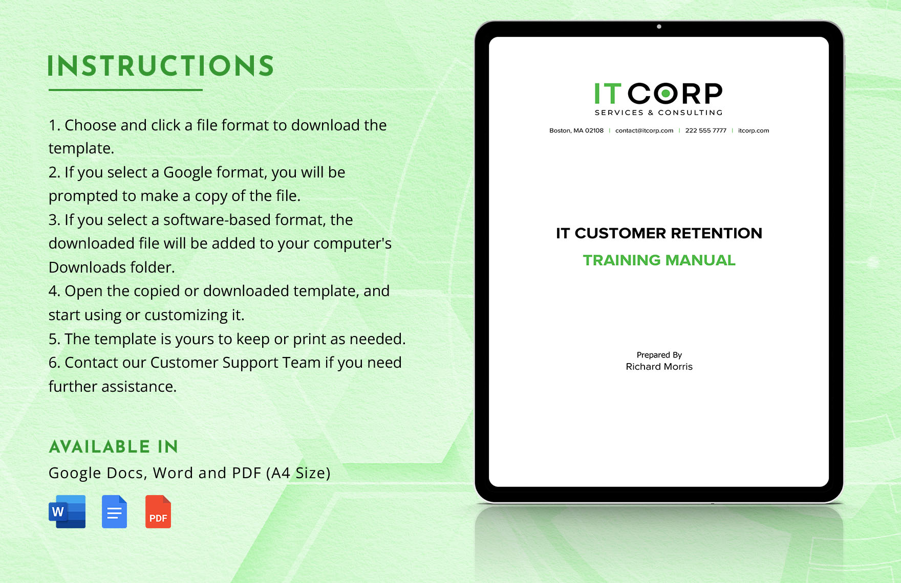IT Customer Retention Training Manual Template