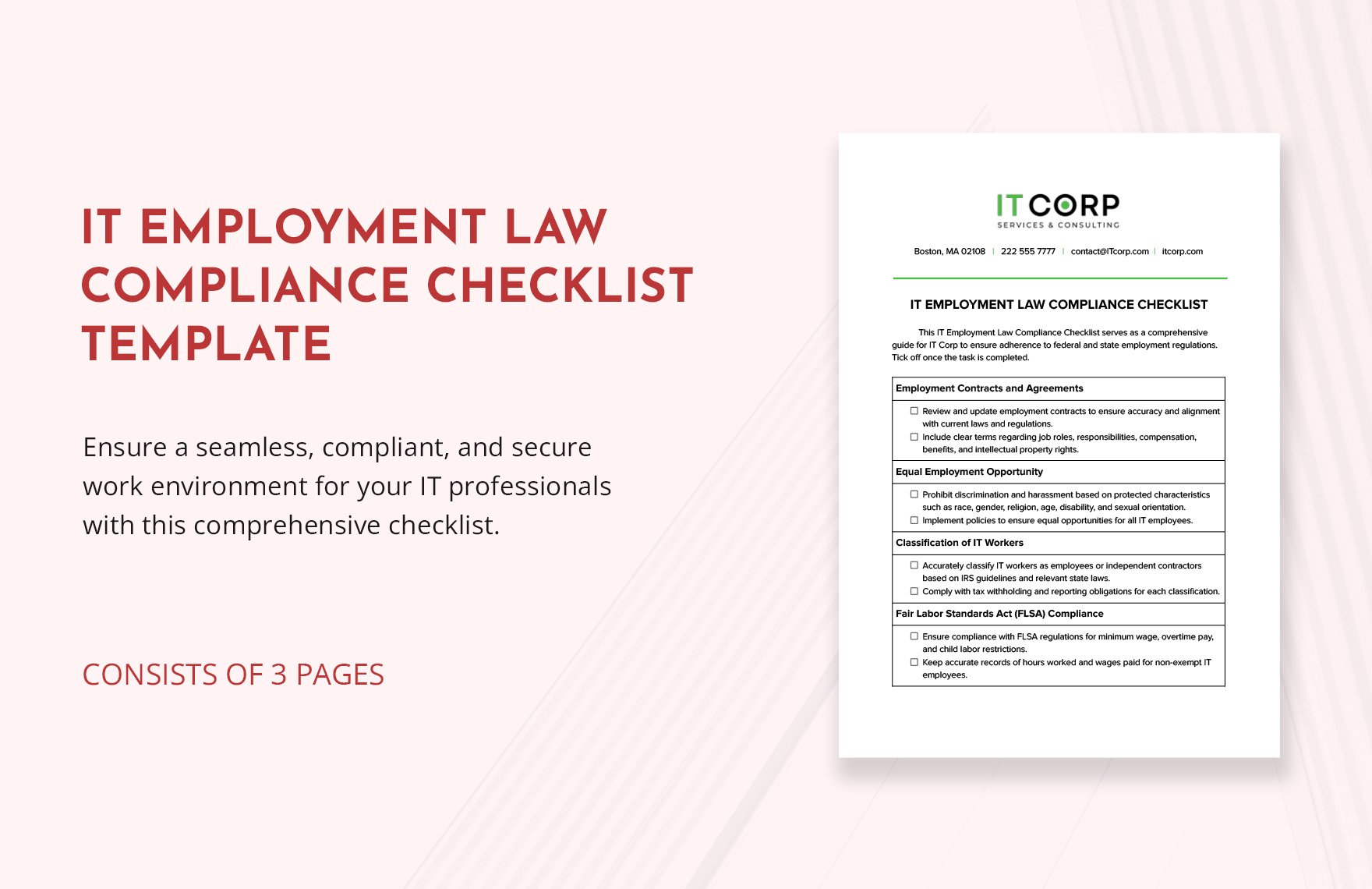 IT Employment Law Compliance Checklist Template