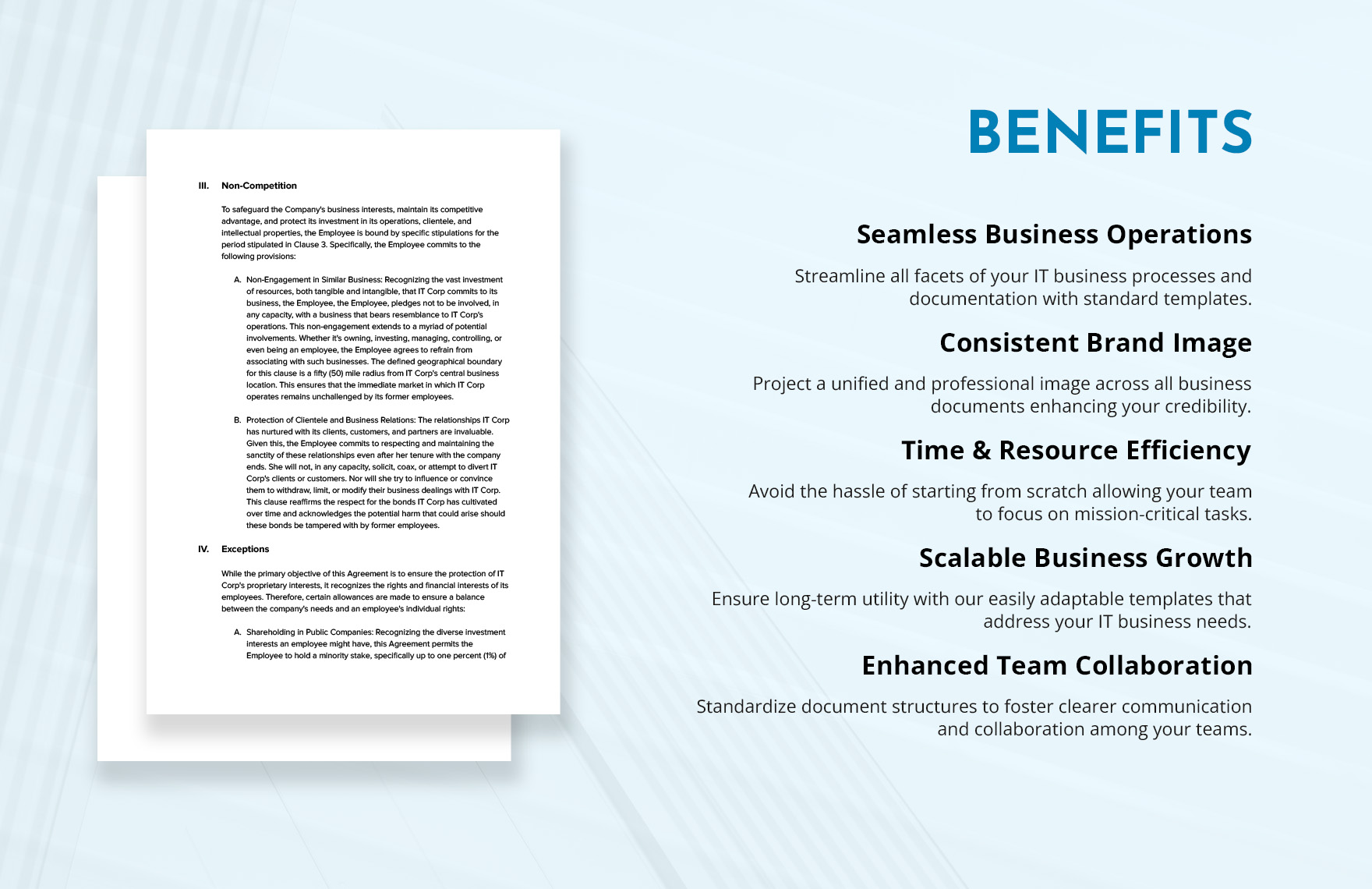 IT Non-compete Agreement Form Template