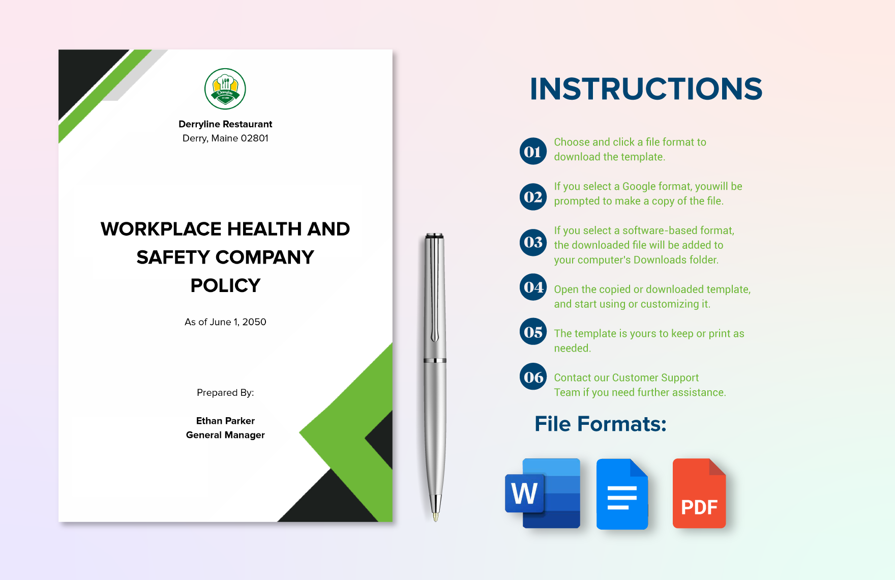 Workplace Health and Safety Company Policy Template