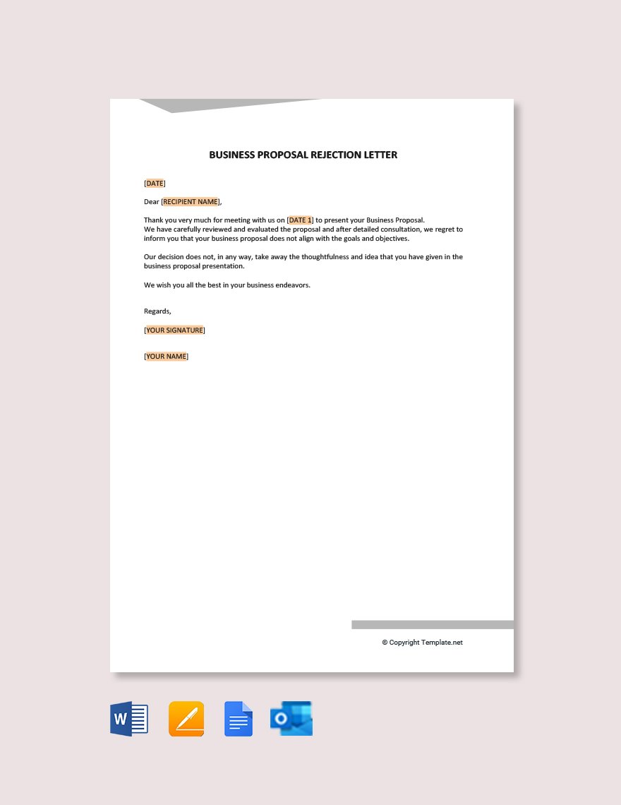 Free Professional Business Rejection Letter Template